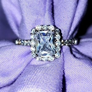 White Sapphire silver Ring with CZ accents